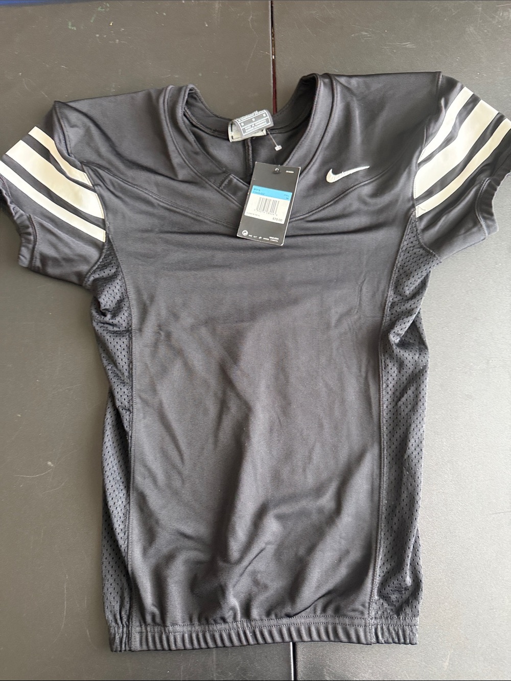 Nike Black Short-Sleeve Performance Jersey with White Sleeve Stripes